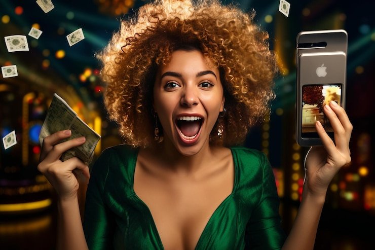 Pengguna membaca studi kasus olahraga mobile